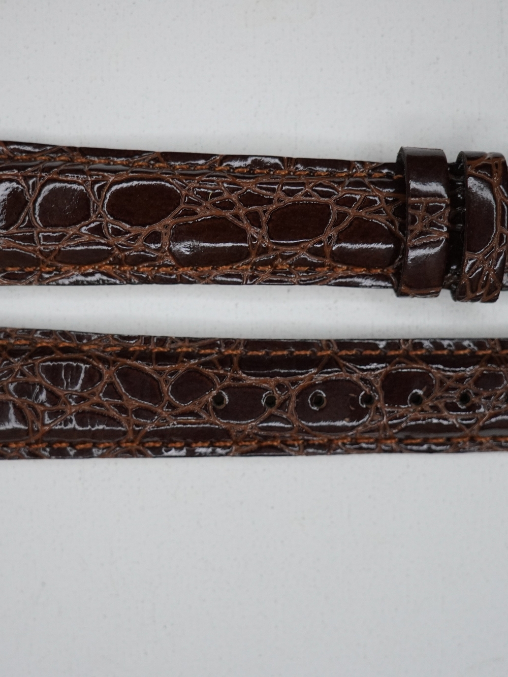 Original Seiko CALF-Z18 18mm Brown Crocodile-Embossed Leather Strap Gold Buckle